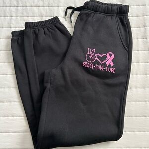 Black Joggers with Peace Love Cure Design